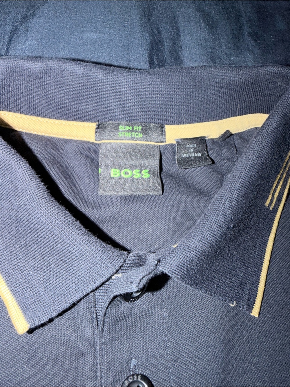 BOSS Navy Polo with Tan Trim